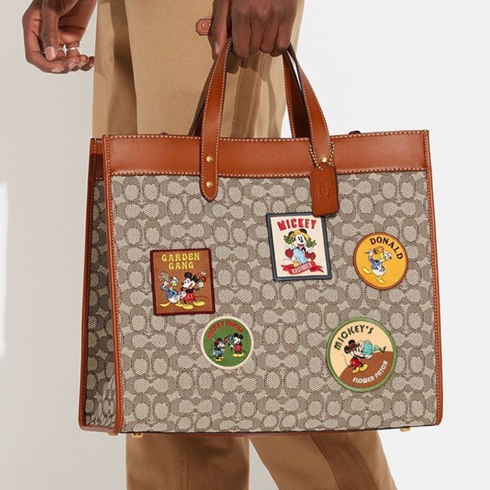 Coach x Disney Field Tote 40 in Signature Textile Jacquard With Patches